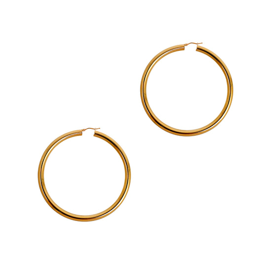Pre-Owned 9ct Gold Large Polished Creole Hoop Earrings
