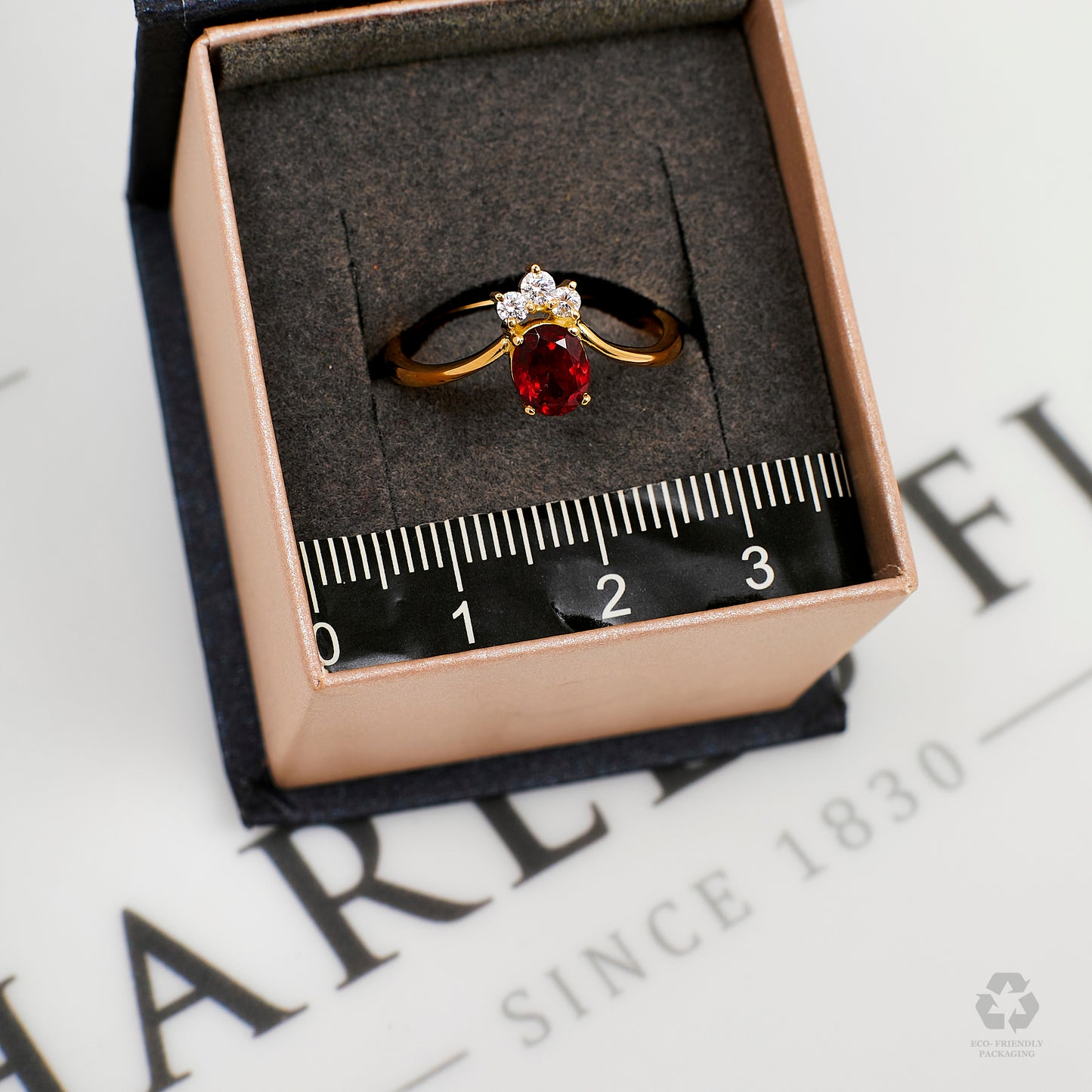 Pre-Owned 18ct Gold Garnet & CZ Dress Ring Size O.5