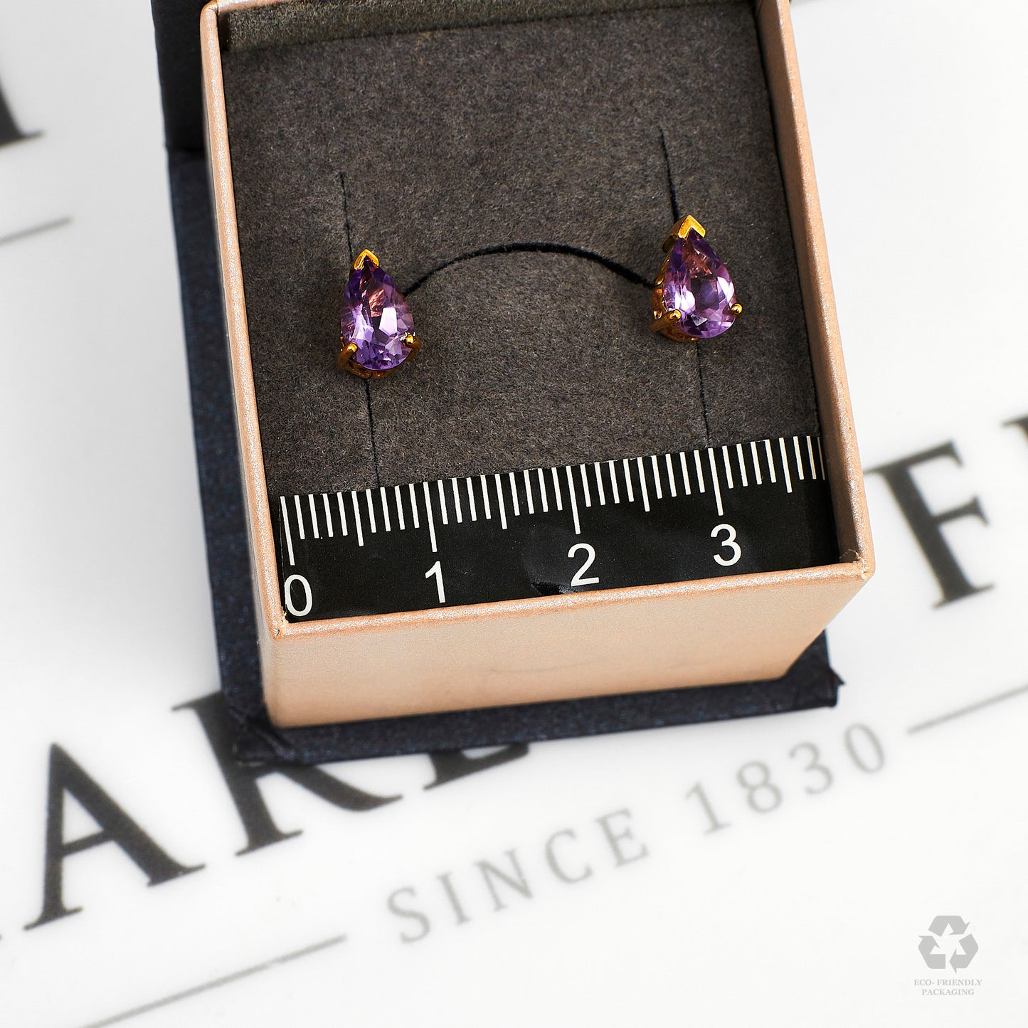 Pre-Owned 9ct Gold Pear Cut Amethyst Stud Earrings