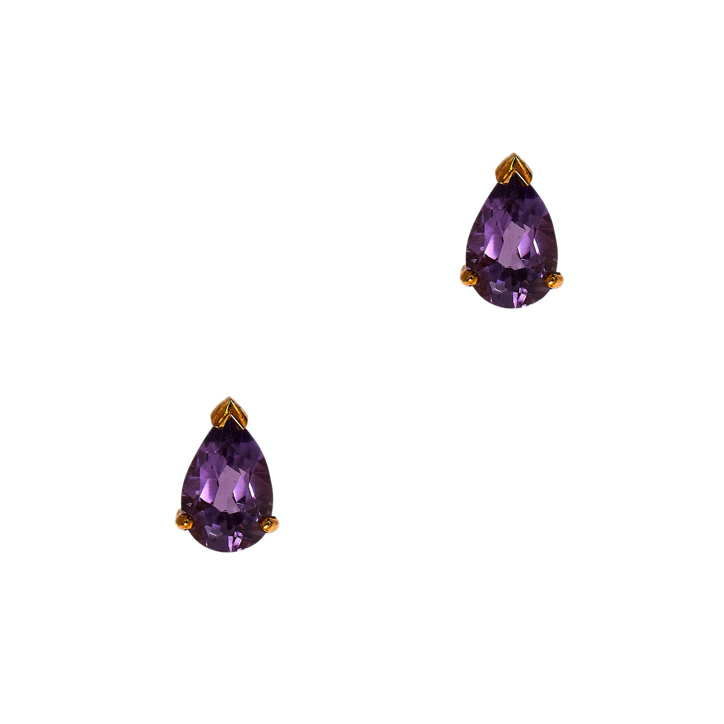 Pre-Owned 9ct Gold Pear Cut Amethyst Stud Earrings