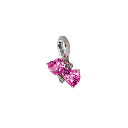 Pre-Owned 9ct White Gold Sapphire & Diamond Heart Pendant