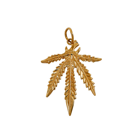 Pre-Owned 9ct Gold Cannabis Leaf Pendant 