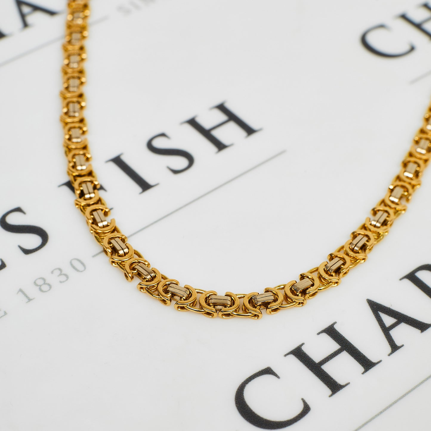 Pre-Owned 18ct Gold 2 Tone Byzantine Chain Necklace 20 Inch