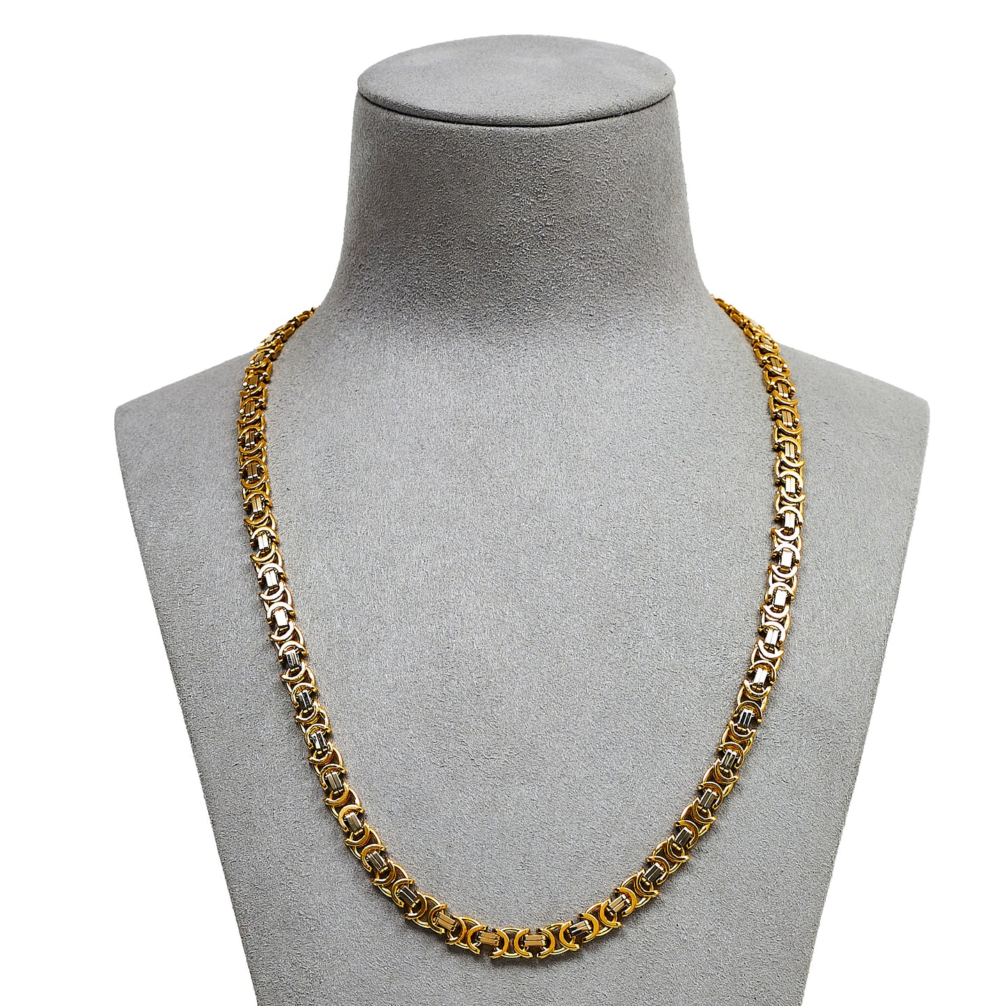 Pre-Owned 18ct Gold 2 Tone Byzantine Chain Necklace 20 Inch