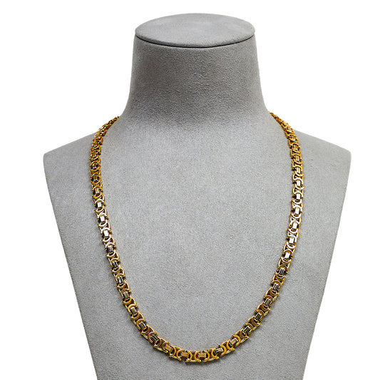 Pre-Owned 18ct Gold 2 Tone Byzantine Chain Necklace 20 Inch