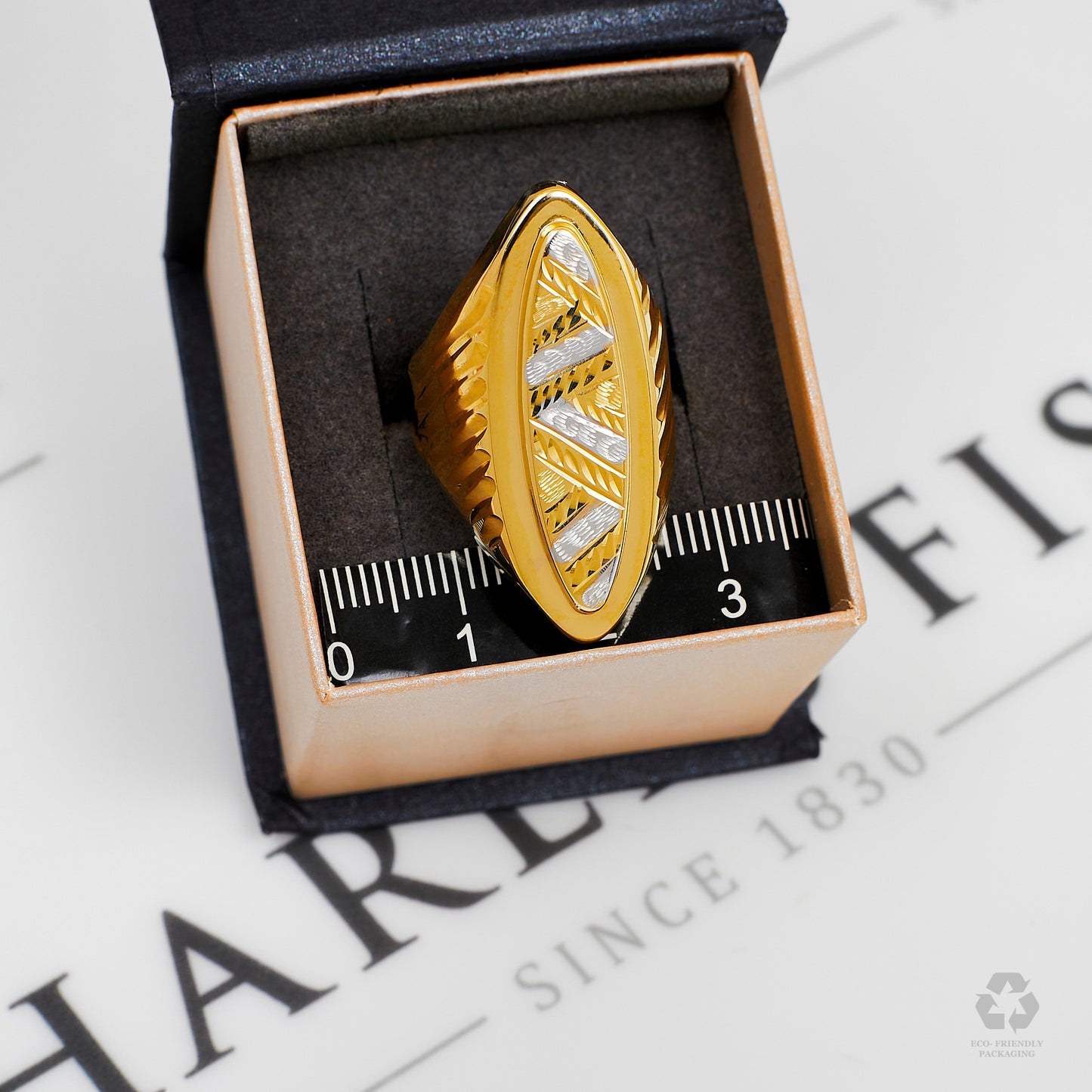 Pre-Owned 14ct Gold Tricolour Patterned Ring Size T