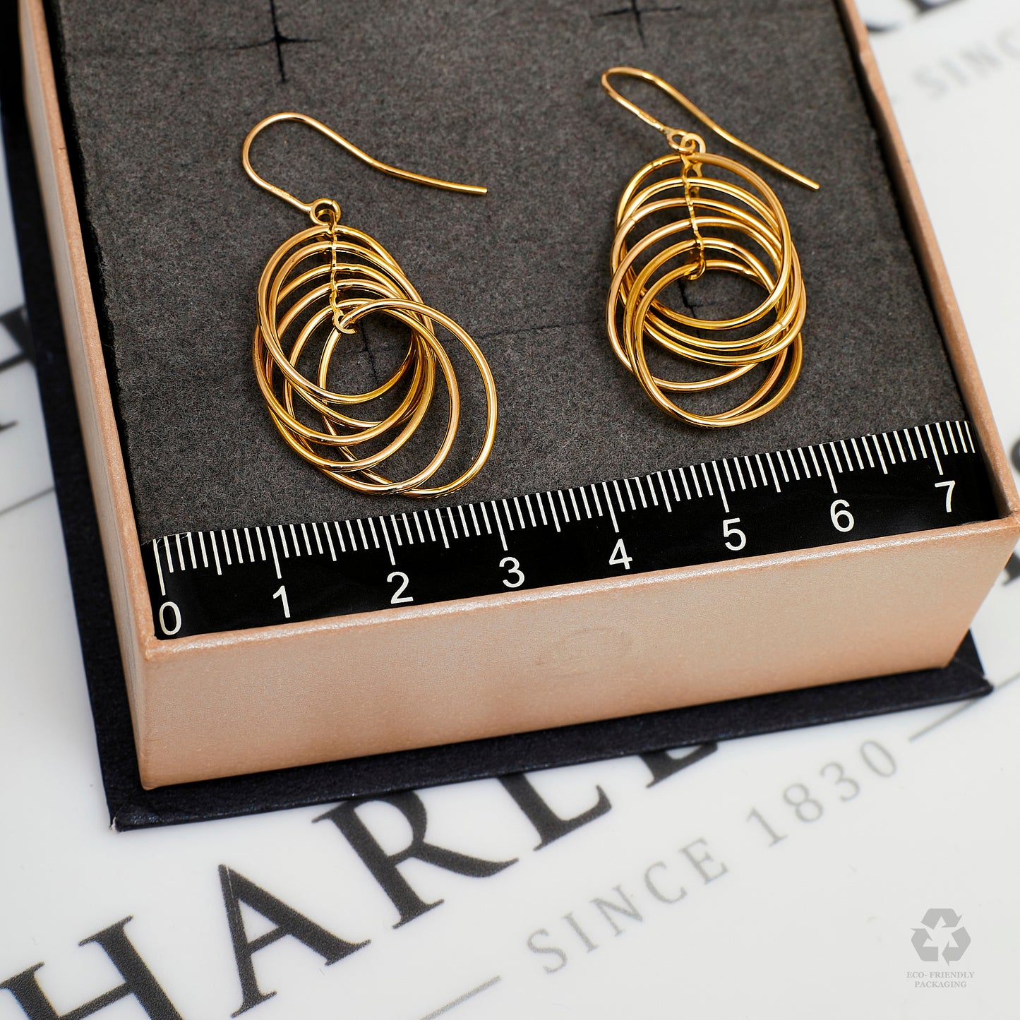 Pre-Owned 9ct Gold Multi Hoop Drop Earrings