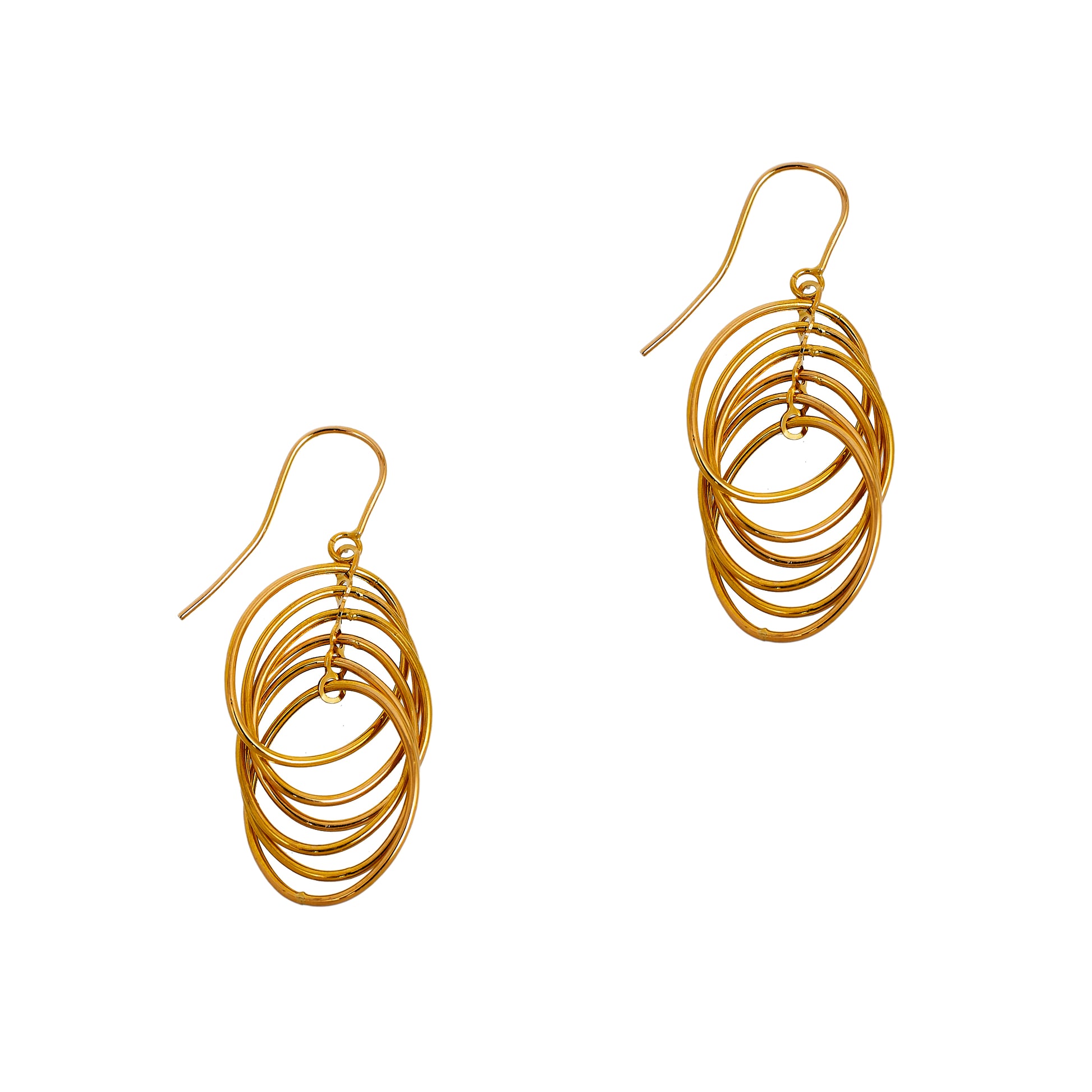 Pre-Owned 9ct Gold Multi Hoop Drop Earrings