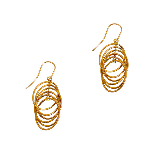 Pre-Owned 9ct Gold Multi Hoop Drop Earrings