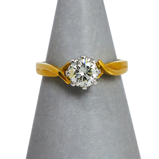 Pre-Owned 18ct Gold Diamond Solitaire Engagement Ring Size J