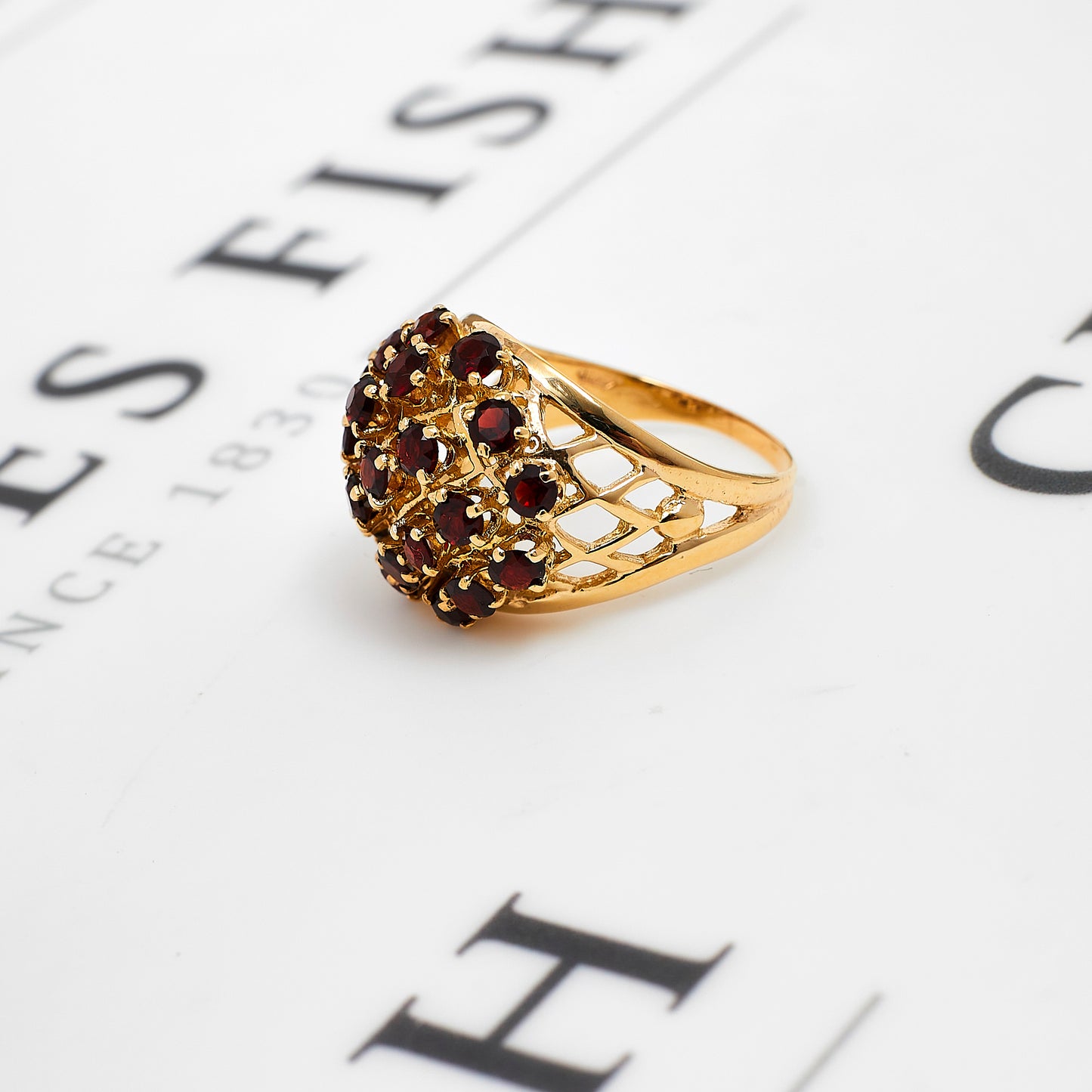 Pre-Owned 9ct Gold Multi Garnet Bump Head Ring