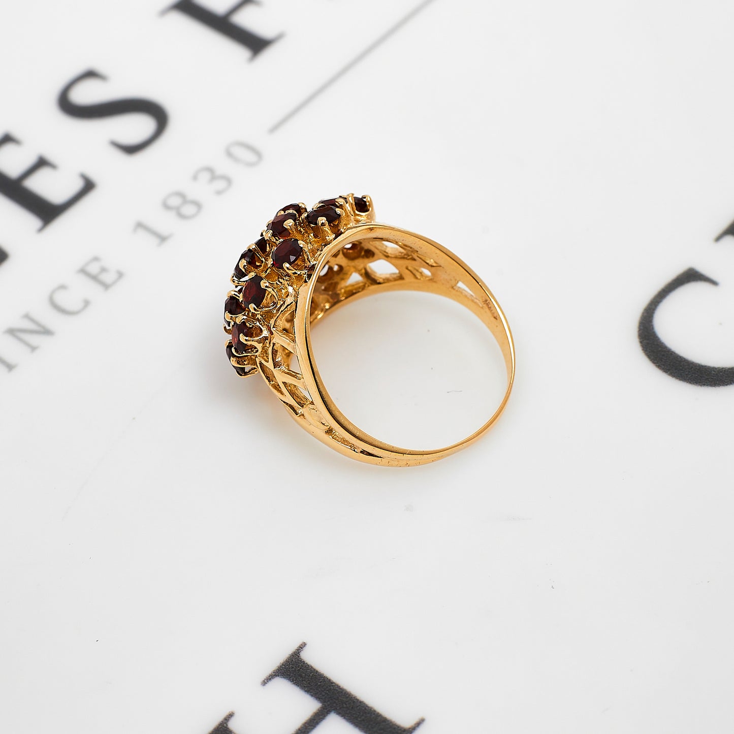 Pre-Owned 9ct Gold Multi Garnet Bump Head Ring