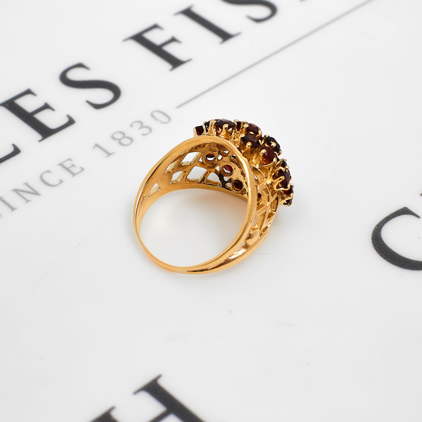 Pre-Owned 9ct Gold Multi Garnet Bump Head Ring