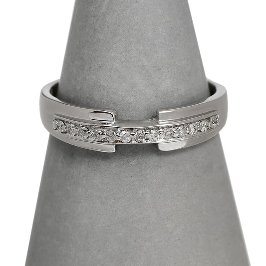 Pre-Owned 9ct White Gold 13 Diamond Dress Band Ring Size R