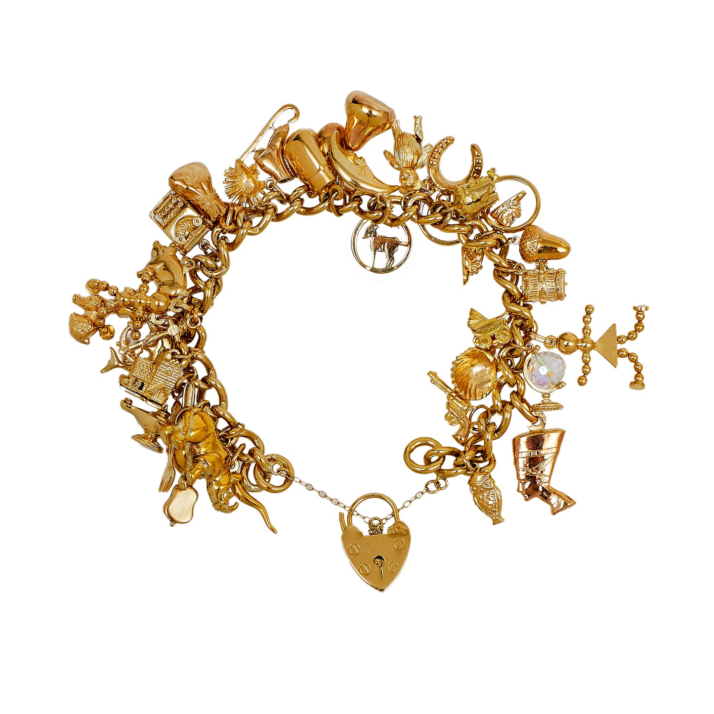 Pre-Owned 9ct Gold Charm Bracelet & 36 Charms 8 Inch