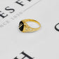 Pre-Owned 9ct Gold Onyx Signet Ring & Gold Stripes Size P