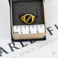 Pre-Owned 9ct Gold Onyx Signet Ring & Gold Stripes Size P