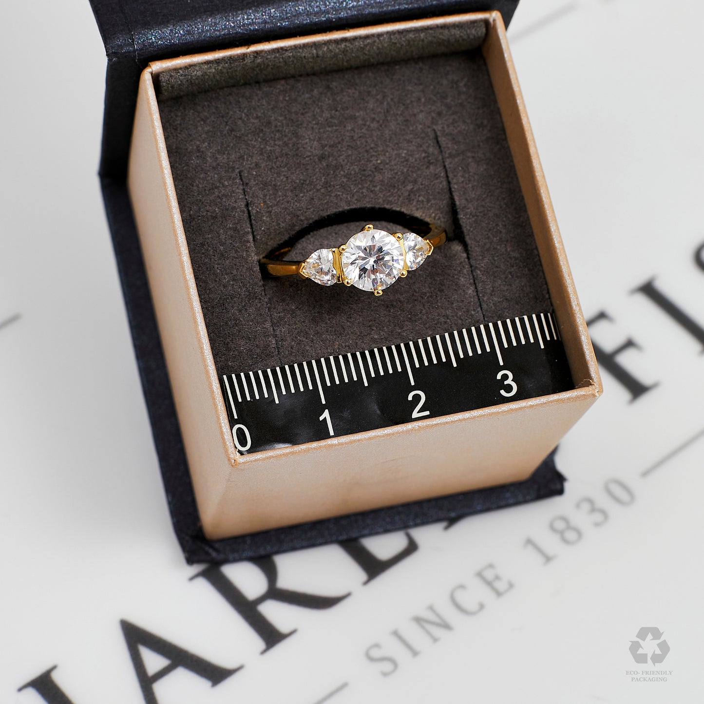 Pre-Owned 9ct Gold 3 CZ Dress Ring Size P
