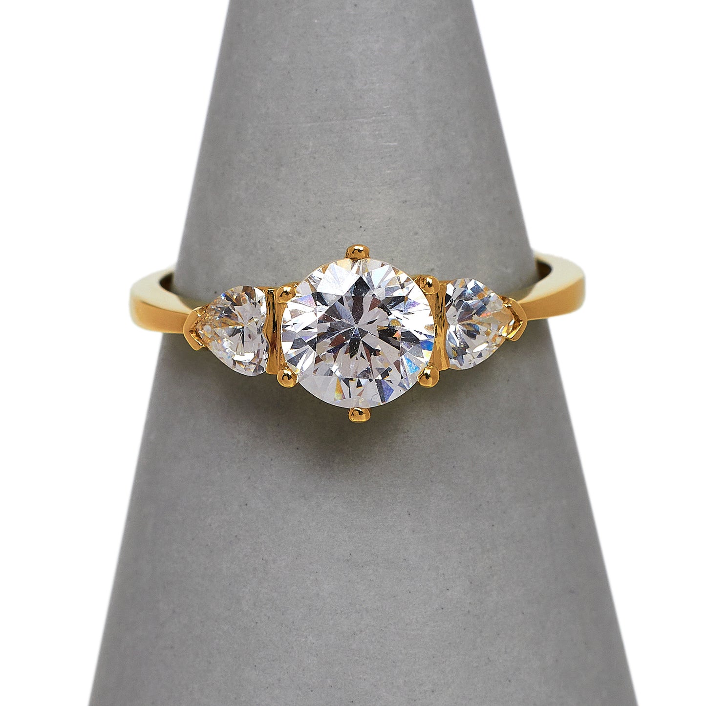 Pre-Owned 9ct Gold 3 CZ Dress Ring Size P