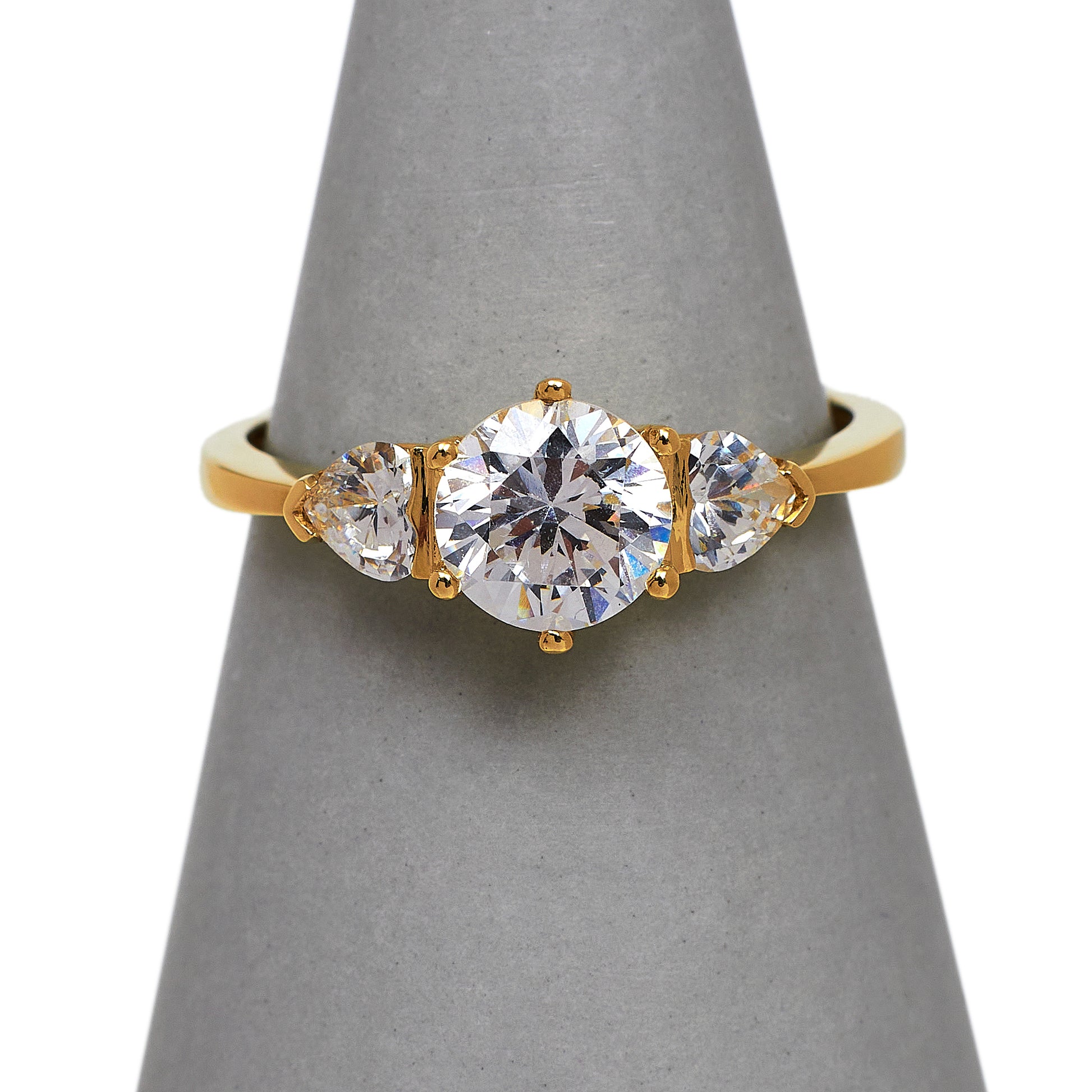 Pre-Owned 9ct Gold 3 CZ Dress Ring Size P