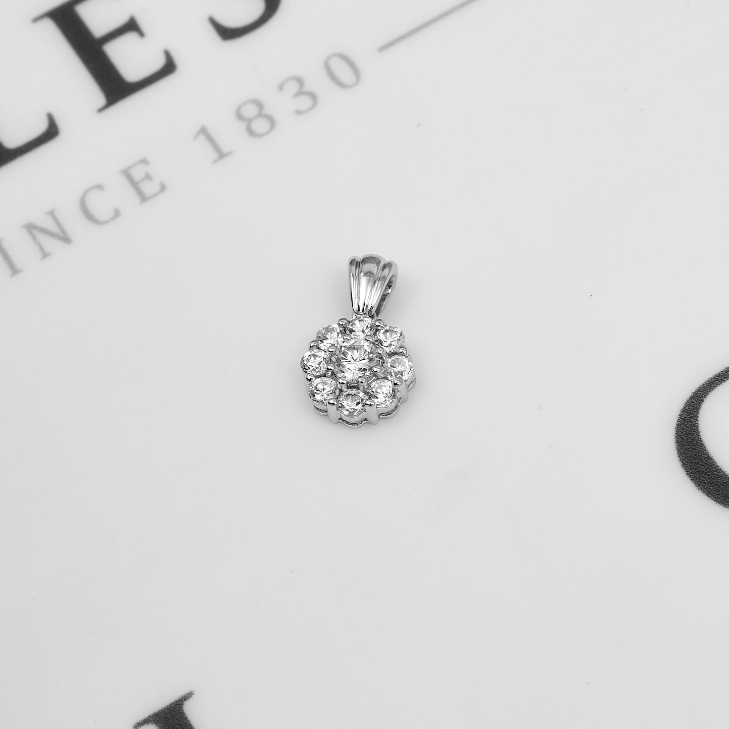 Pre-Owned 9ct White Gold & CZ Petite Cluster Pendant