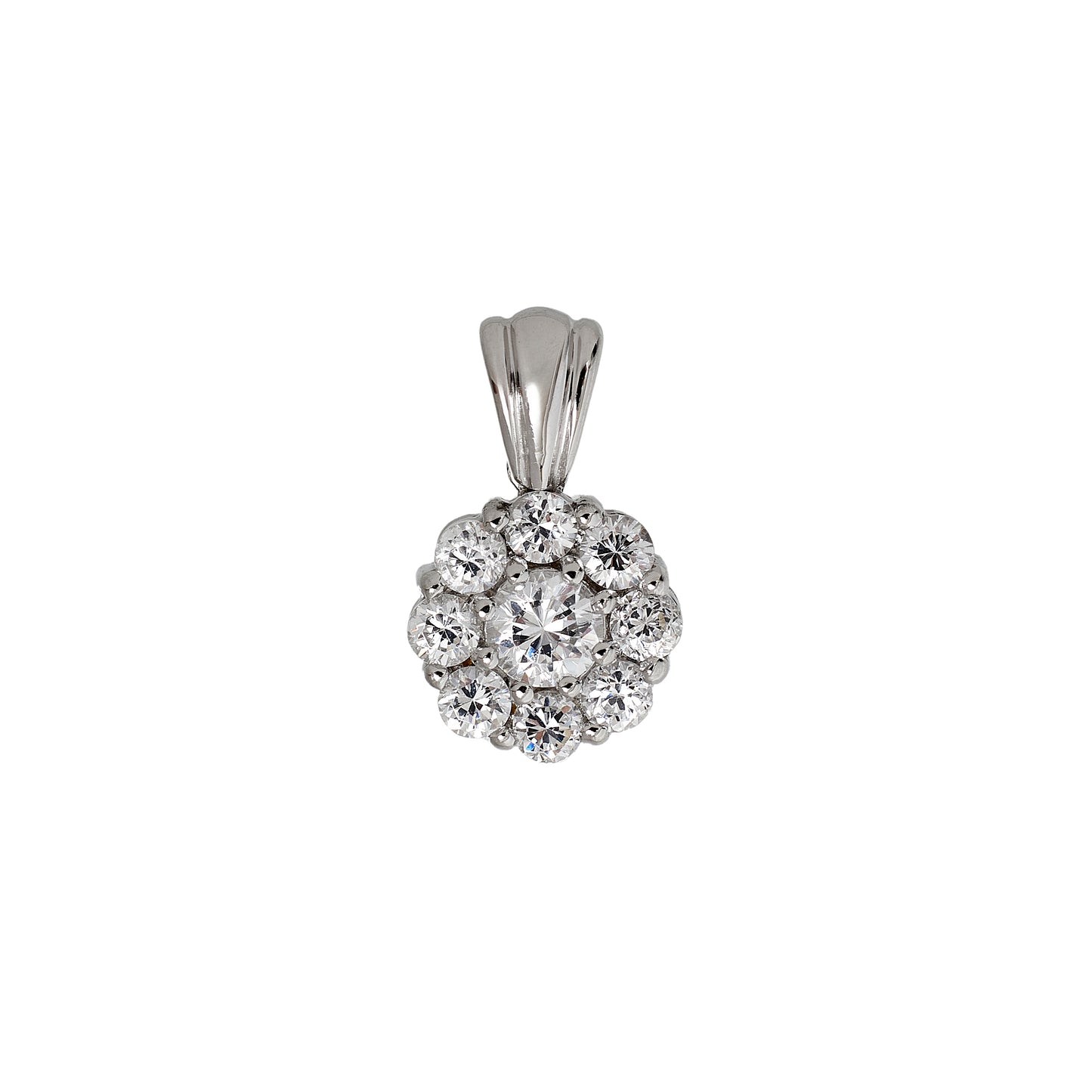Pre-Owned 9ct White Gold & CZ Petite Cluster Pendant
