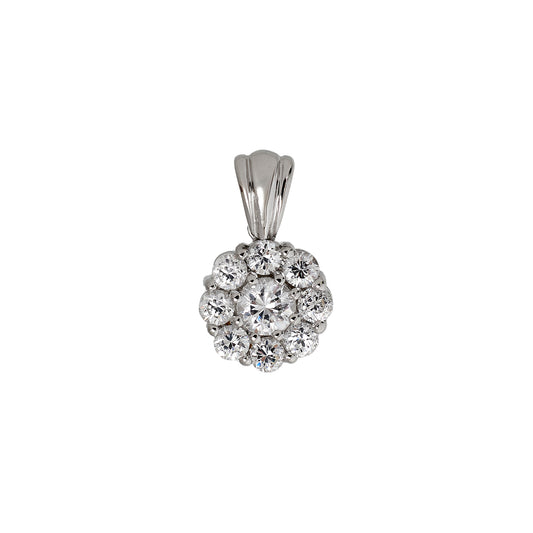 Pre-Owned 9ct White Gold & CZ Petite Cluster Pendant