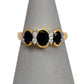 Pre-Owned 9ct Gold 3 Oval Sapphire & Diamond Ring Size L