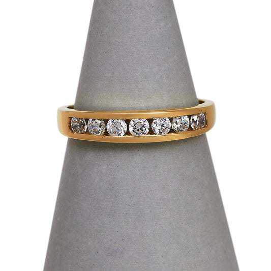 Pre-Owned 9ct Gold & CZ Band Ring Size I.5