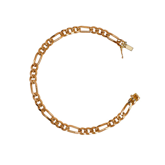 Pre-Owned 9ct Gold 3+1 Figaro Bracelet 8.5 Inch