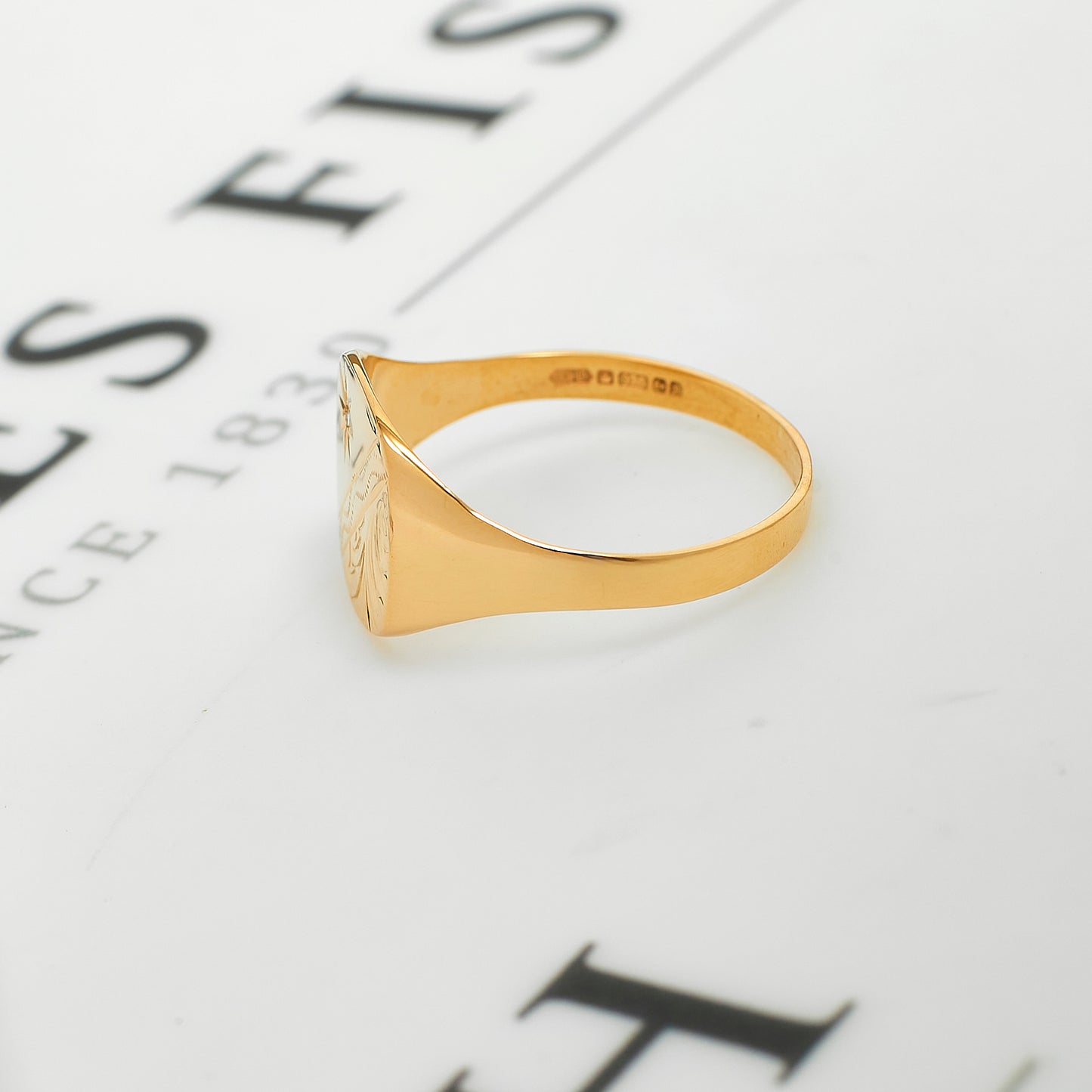 Pre-Owned 9ct Gold & Diamond Mens Half Pattern Signet Ring