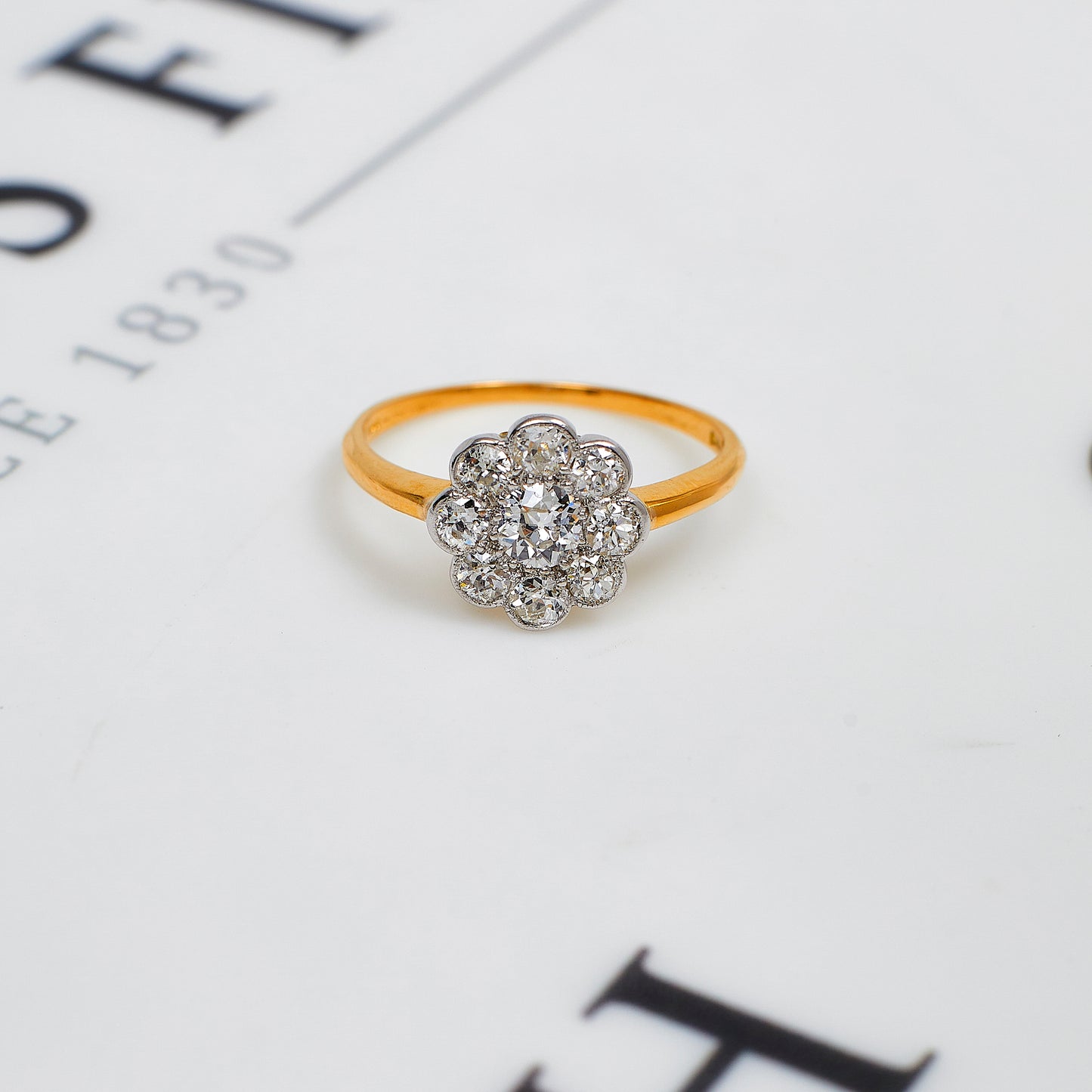 Pre-Owned 18ct Gold Diamond Cluster Ring Size N.5