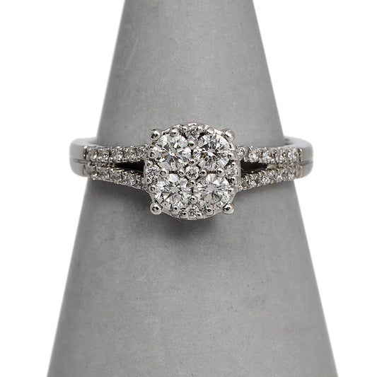 Pre-Owned 18ct White Gold Diamond Cluster Ring Size L.5