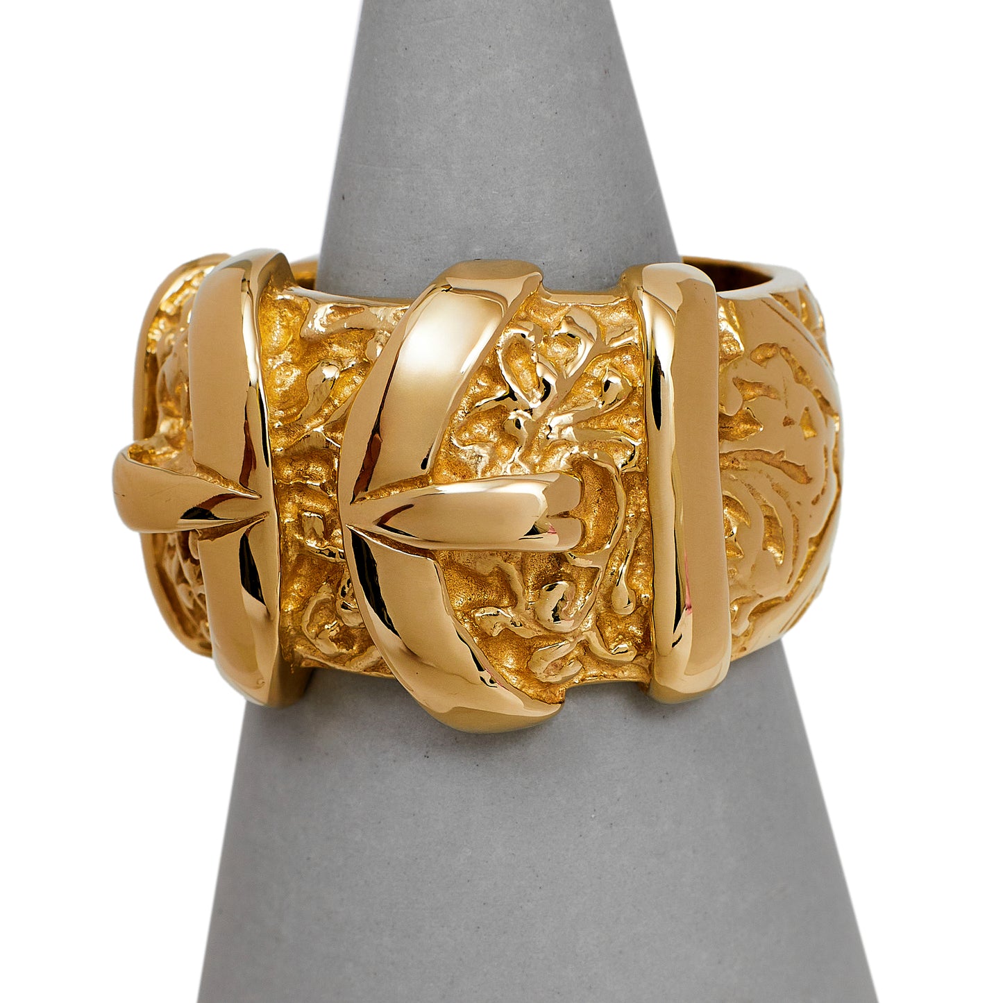 Pre-Owned 9ct Gold Mens Double Buckle Ring Extra Large