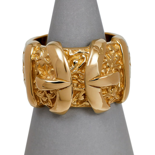 Pre-Owned 9ct Gold Mens Double Buckle Ring Extra Large