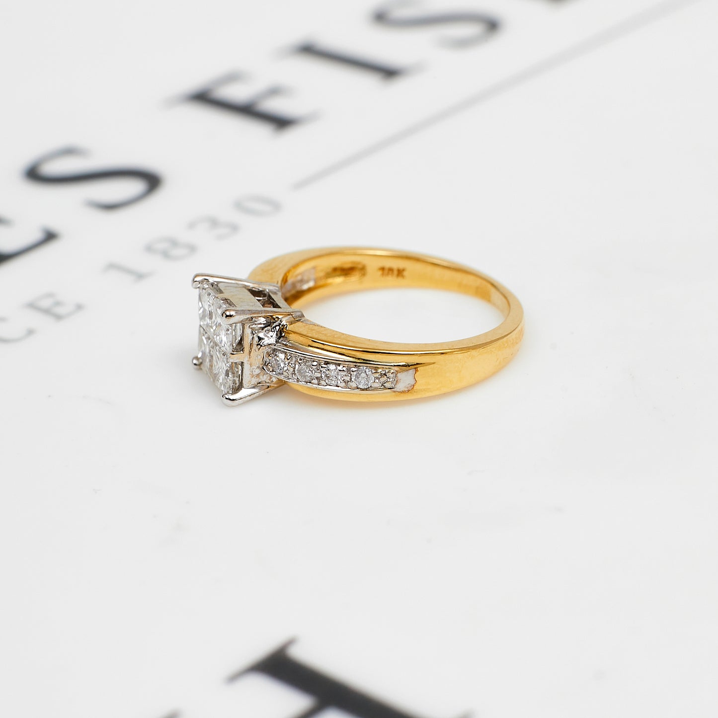 Pre-Owned 18ct Gold 4 Princess Cut Diamond Engagement Ring