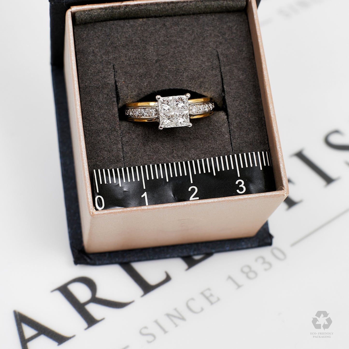 Pre-Owned 18ct Gold 4 Princess Cut Diamond Engagement Ring