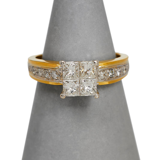 Pre-Owned 18ct Gold 4 Princess Cut Diamond Engagement Ring 
