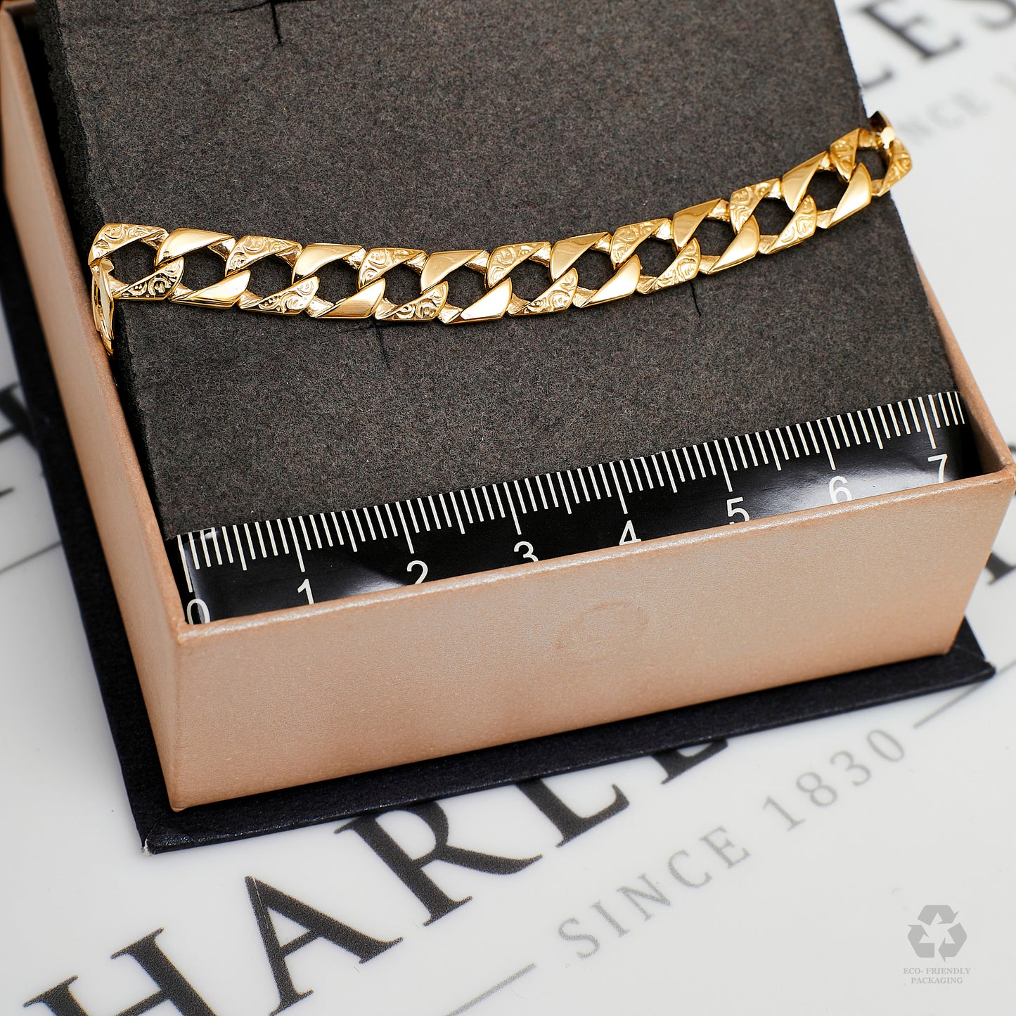 Pre-Owned 9ct Gold Pattern Polish Curb Bracelet 7 Inch