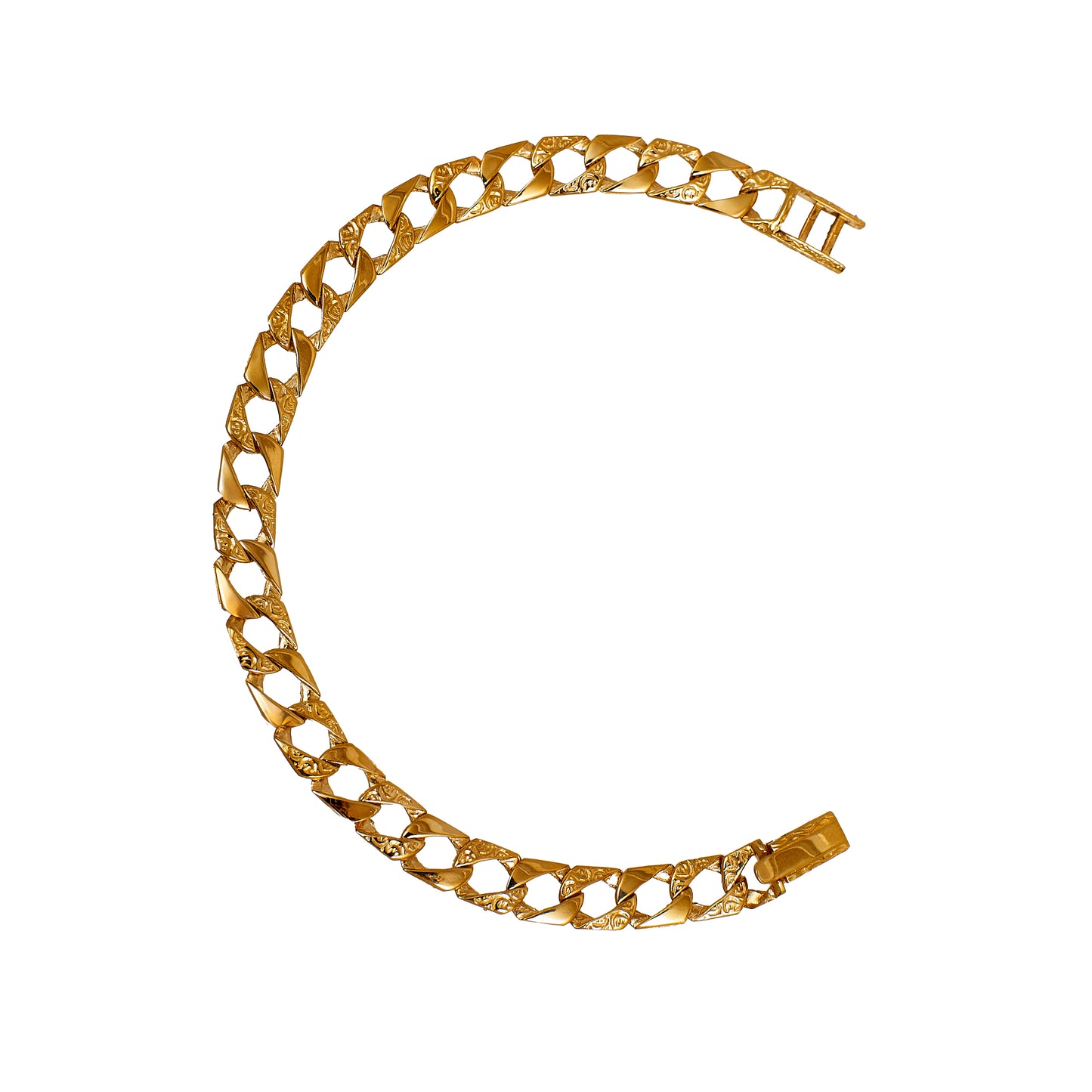 Pre-Owned 9ct Gold Pattern Polish Curb Bracelet 7 Inch