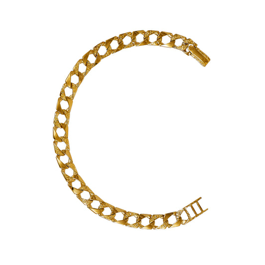Pre-Owned 9ct Gold Pattern & Polish Curb Bracelet 7 Inch