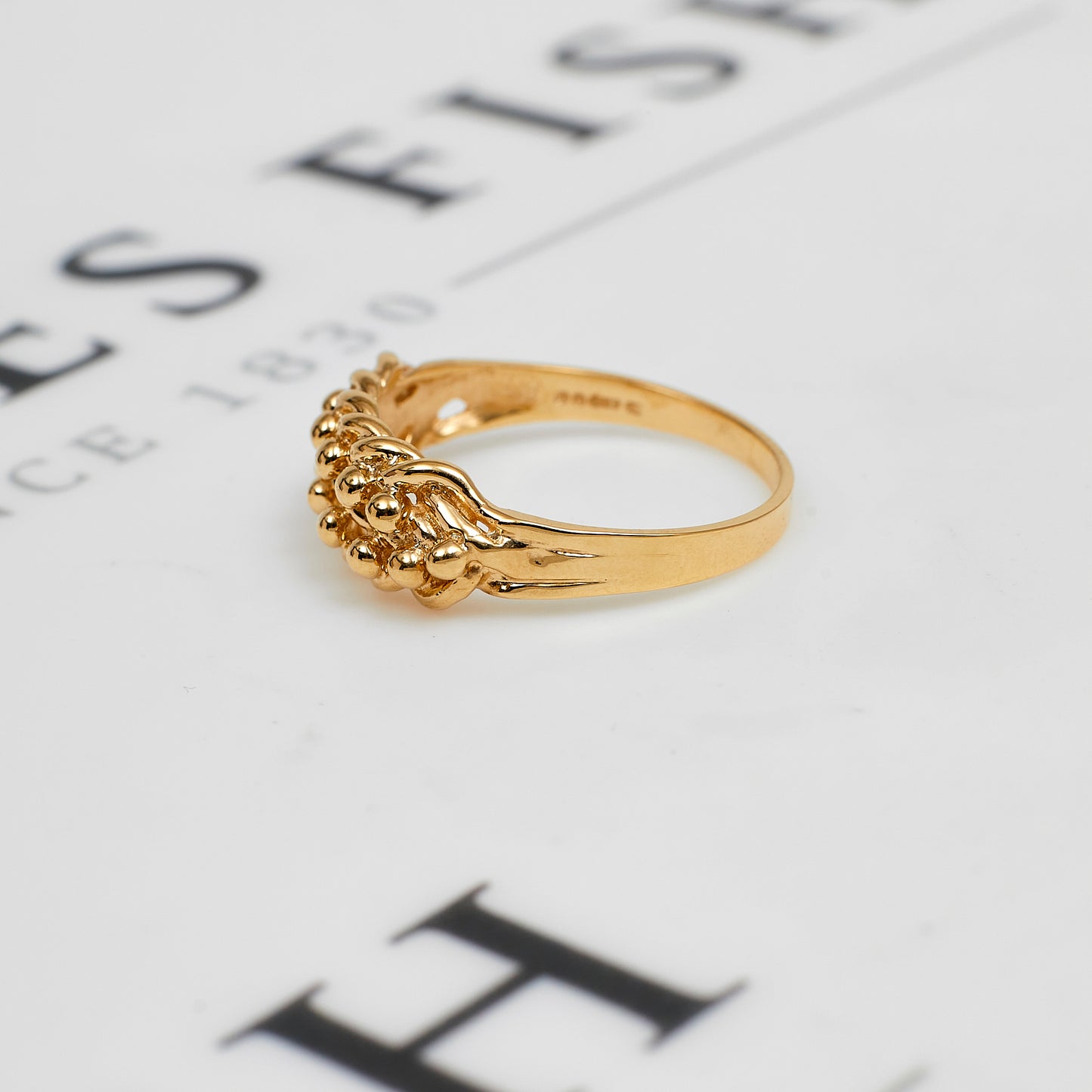 Pre-Owned 9ct Gold 2 Row Shot Ring Size R