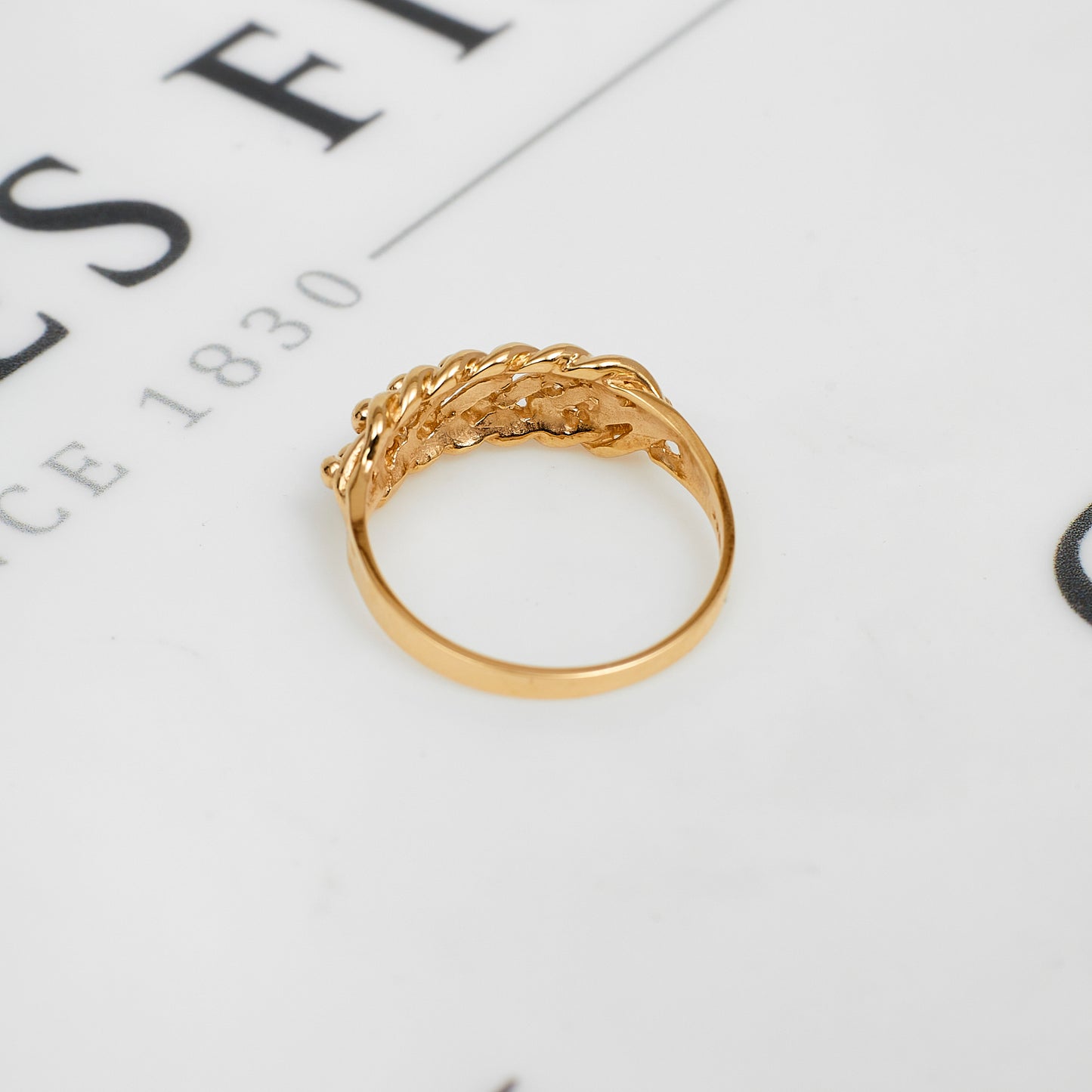 Pre-Owned 9ct Gold 2 Row Shot Ring Size R