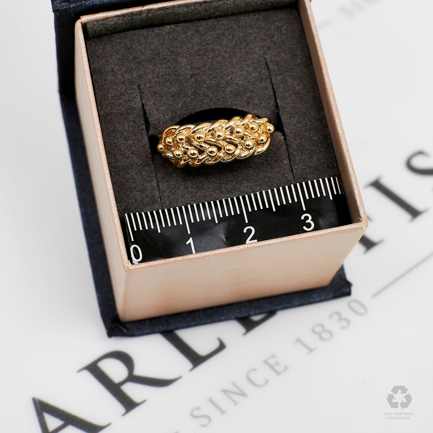 Pre-Owned 9ct Gold 2 Row Shot Ring Size R