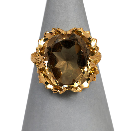 Pre-Owned 9ct Gold Oval Quartz Ring Size M