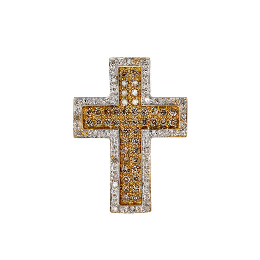 Pre-Owned 9ct Gold 2 Tone Diamond Cross Pendant
