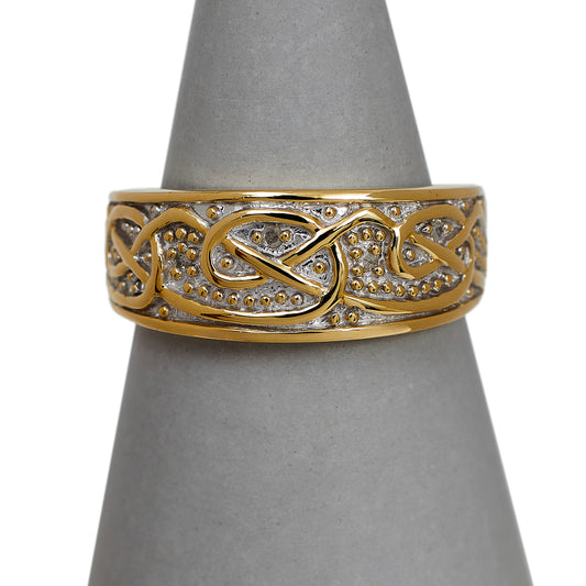 Pre-Owned 9ct Gold & Diamond Celtic Knot Band Ring Size U