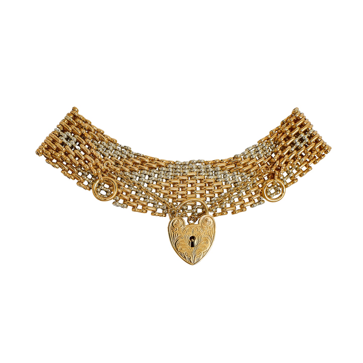 Pre-Owned 9ct Gold 2 Tone 8 Bar Gate Bracelet