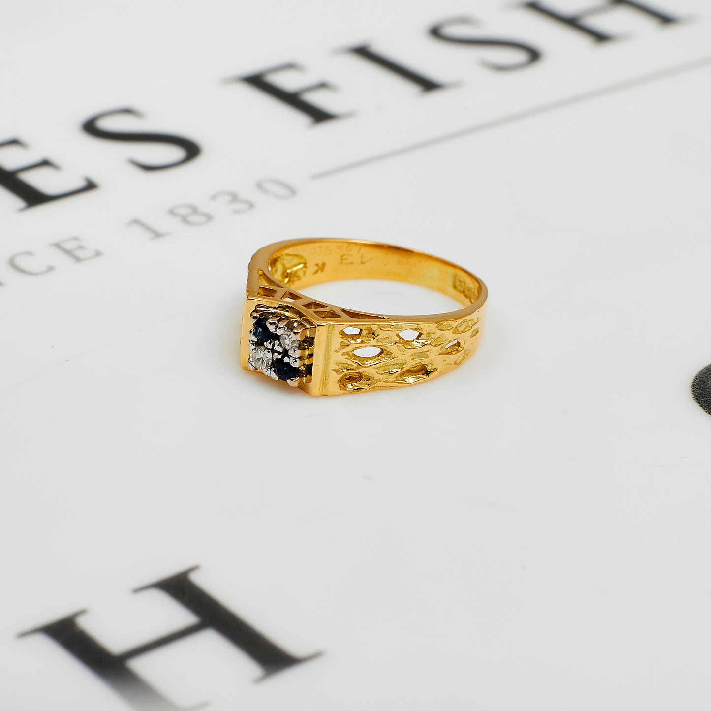 Pre-Owned 18ct Gold Sapphire & Diamond Ring Size L