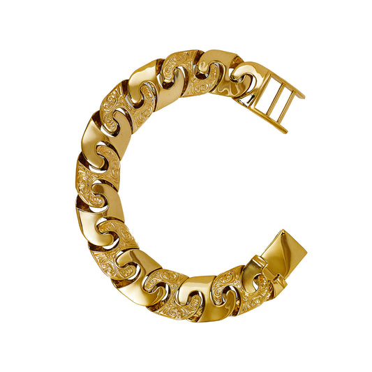 Pre-Owned 9ct Gold Mens Pattern Polish Anchor Link Bracelet 